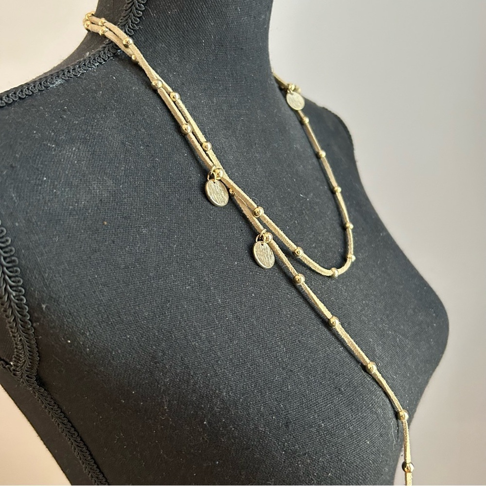 Adjustable Gold Ball and Disc Detail Necklace - Picture 6 of 7